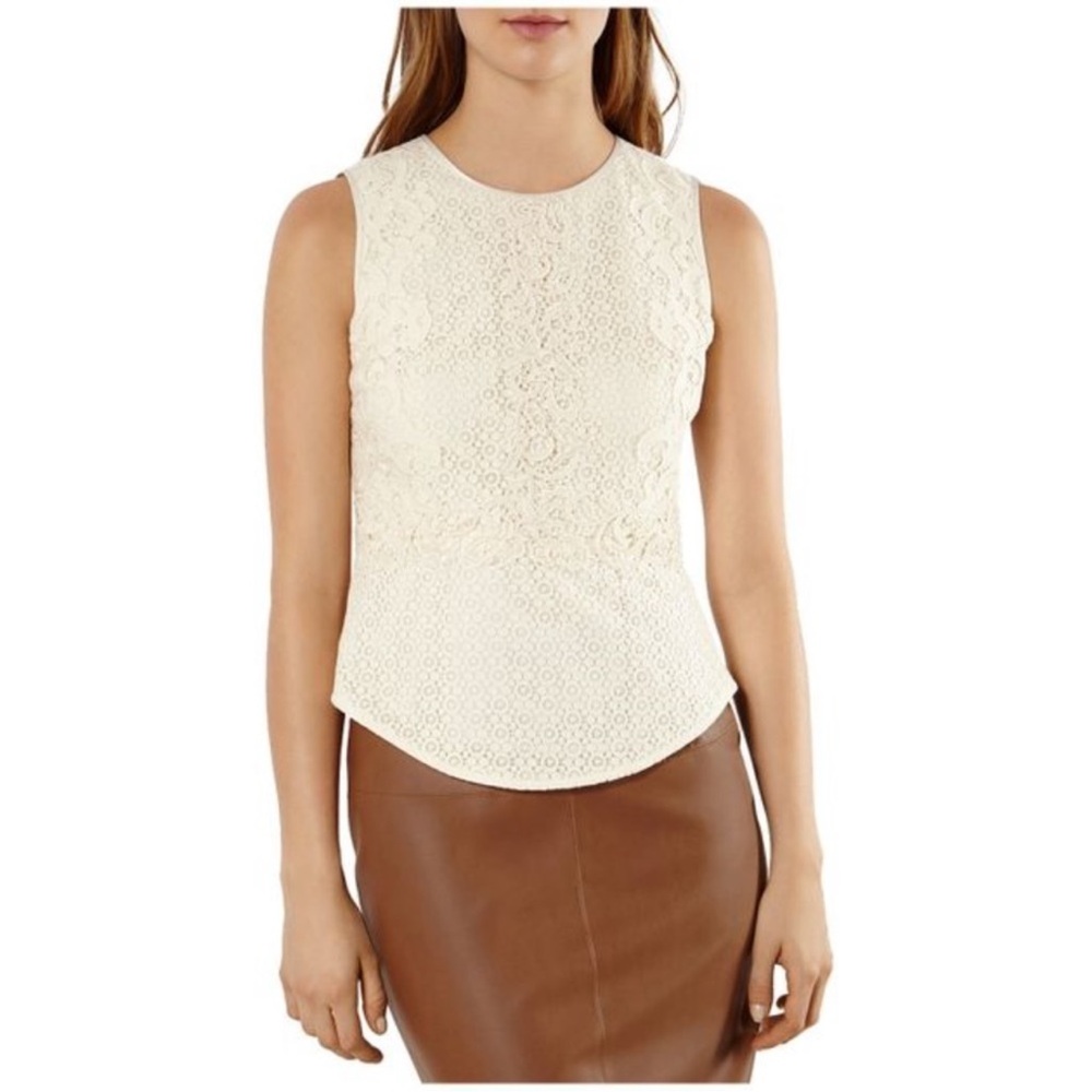 Karen Millen Ivory Sleeveless Lace Top